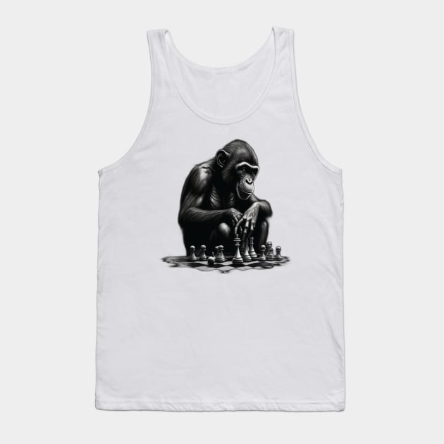 Thinking monkey playing chess Tank Top by lkn